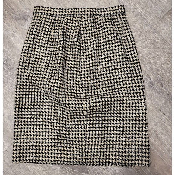 Carlisle Houndstooth‎ Mindi Skirt Black White Wool Silk Size 8 With Pockets - Picture 1 of 12